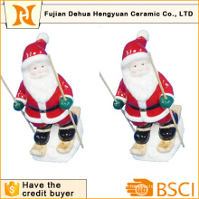 Ceramic Skiing Santa Clause for Christams Decoration